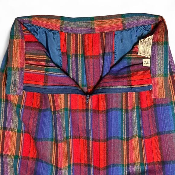 Vintage 70s Pendleton Wool Plaid Shirt Skirt 2pc Set Cottagecore Fall Outfit S-M - Picture 13 of 15